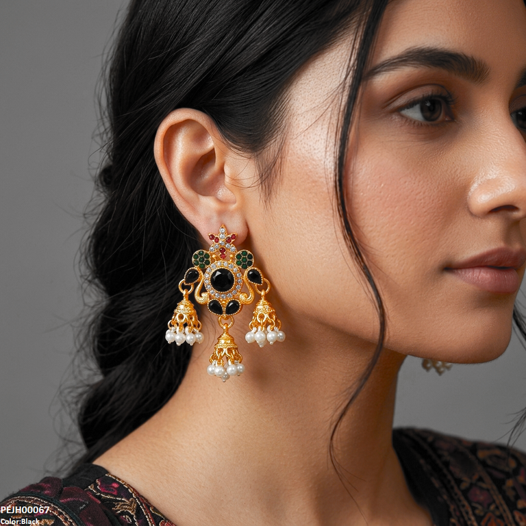 Tear Flower Pearl Drop Jhumki