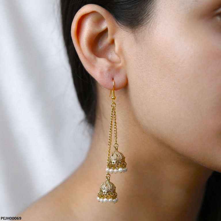 Antique Double Jhumki Pearl Drop