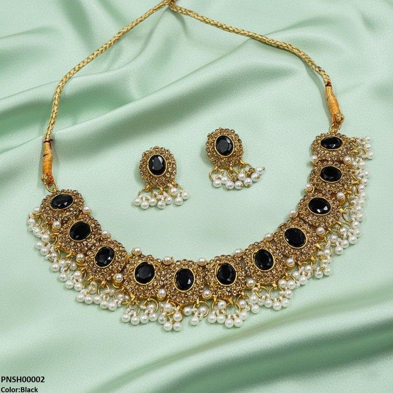 Oval Pearl Drop Necklace Set