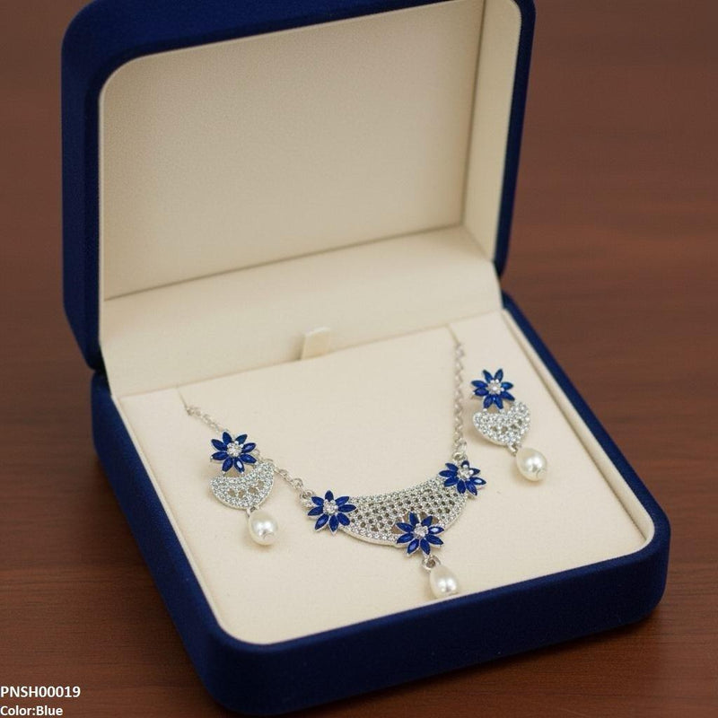 Flower Pearl Drop Necklace Set