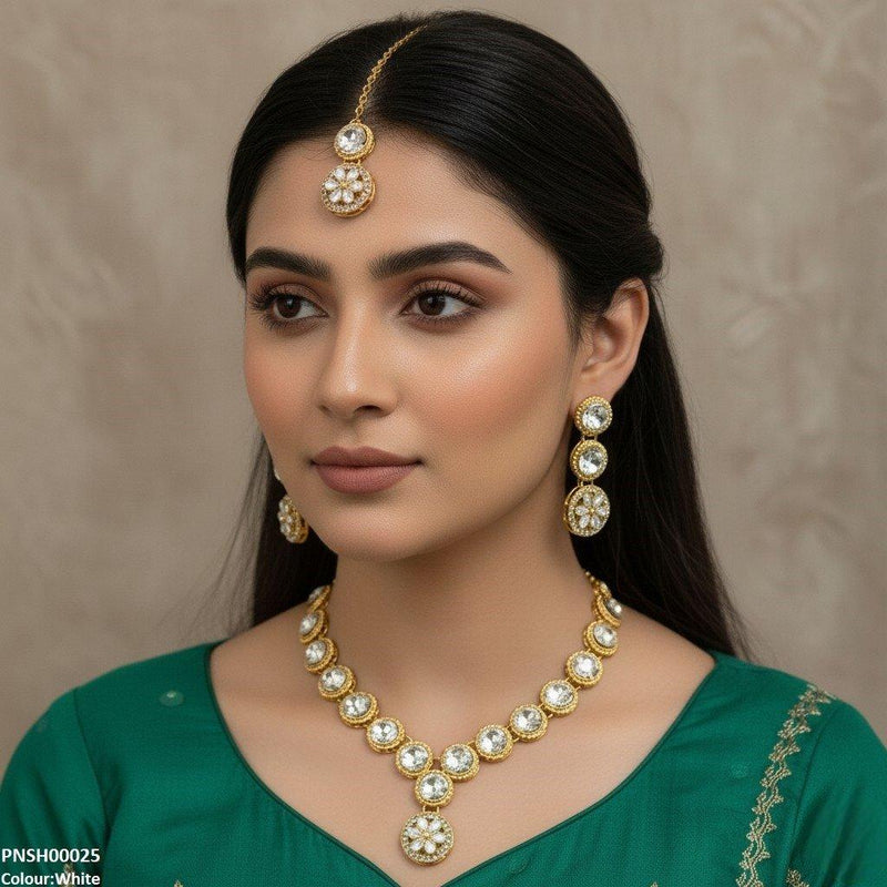 Round Flower Drop Necklace Set