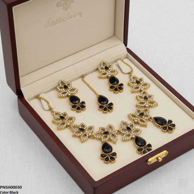 Flower Tear Drop Necklace Set
