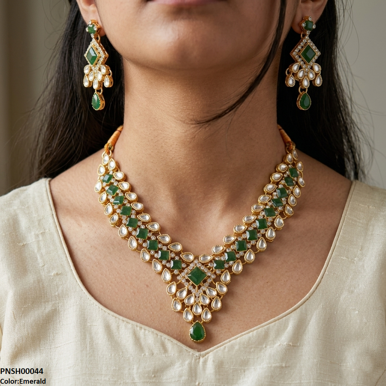 Square /Tear Stone Necklace Set