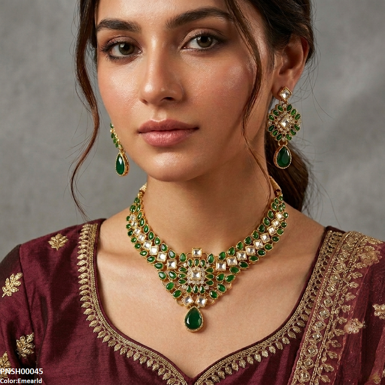 Flower Tear Drop Necklace Set