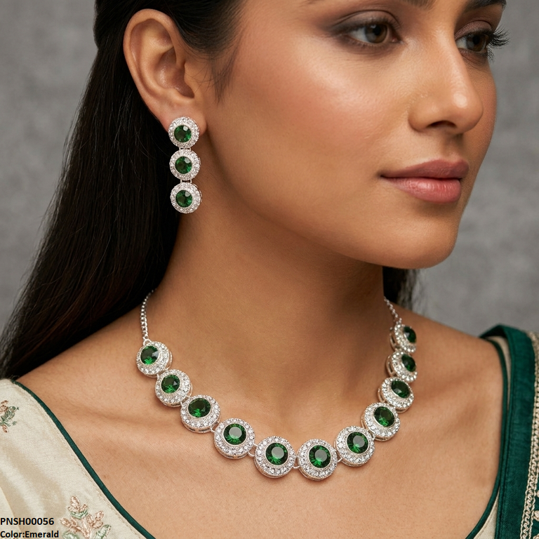 Round Crystal Stone Necklace Set