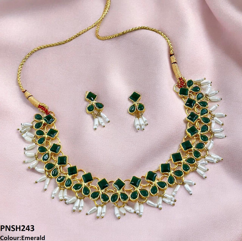 Square/Pearl Drop Necklace Set
