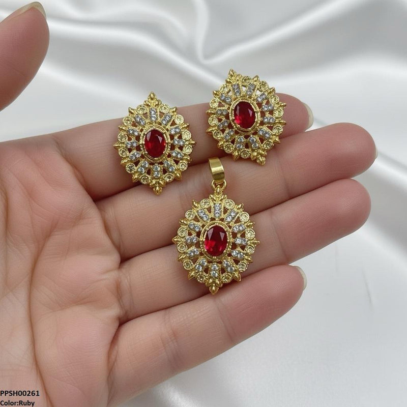 Oval Flower Pendant Set
