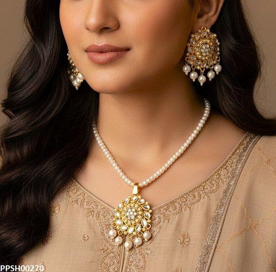 Flower Pearl Drop Pendant Set