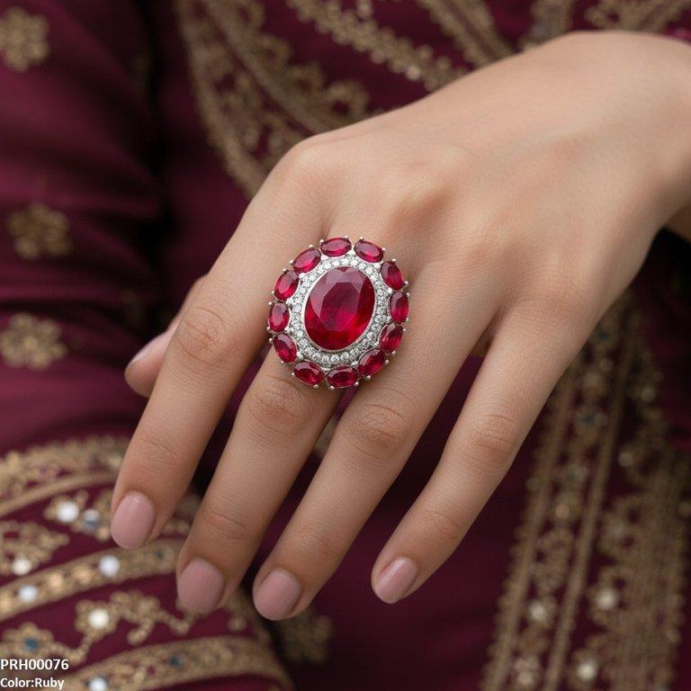 Oval Flower Ring Adjustable