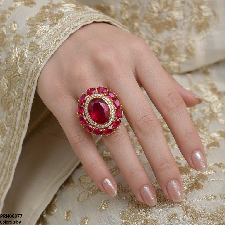 Oval Flower Ring Adjustable
