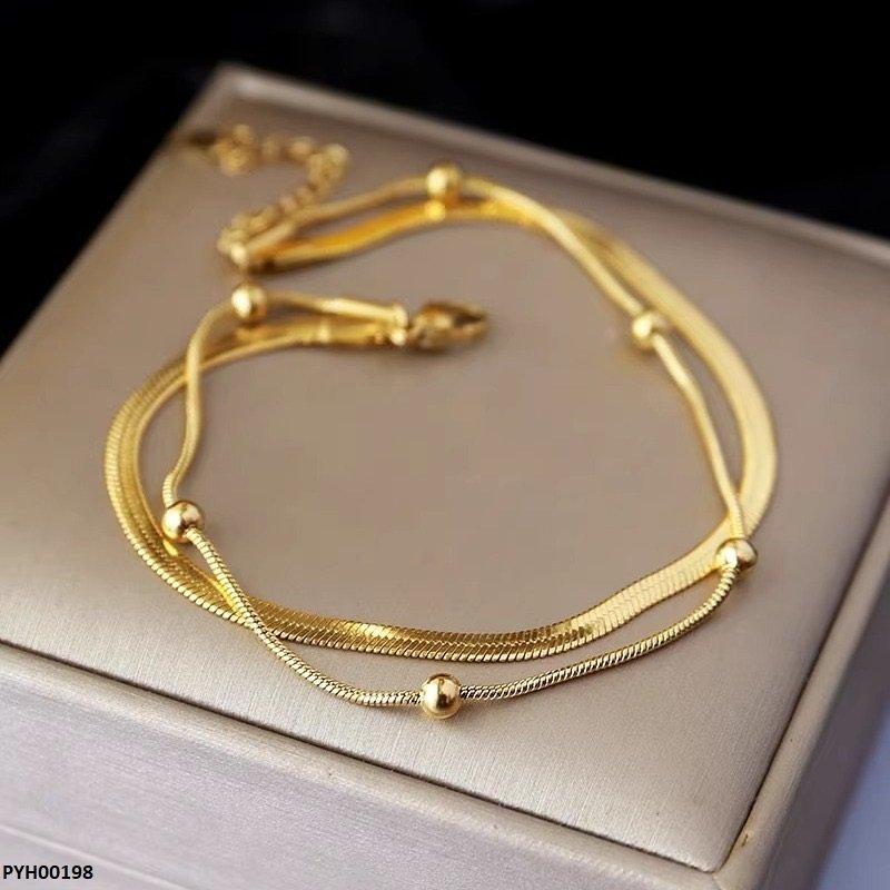 Stainless Steel Double Chain Ball Single Anklet