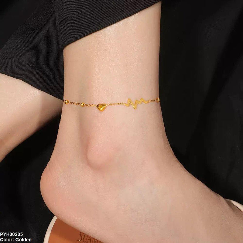 Stainless Steel Heart Anklet Single