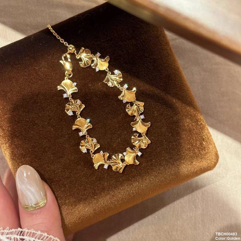 Leaf Zircon Bracelet Adjustable