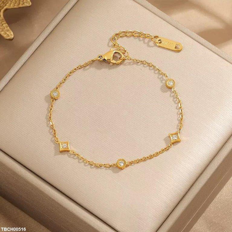 Stainless Steel Square/Round Stone Bracelet