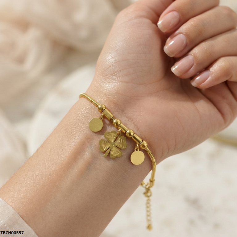 Stainless Steel Flower Plain Bracelet