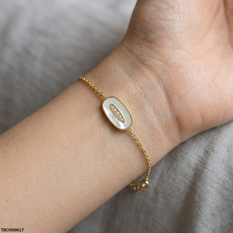 Stainless Steel Oval Stone Bracelet
