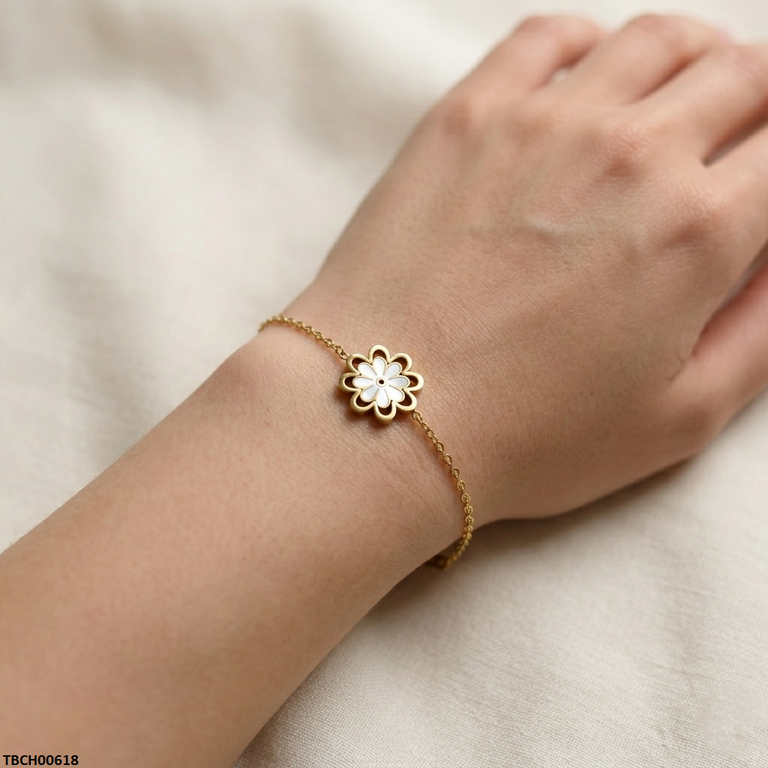 Stainless Steel Daisy Flower Bracelet