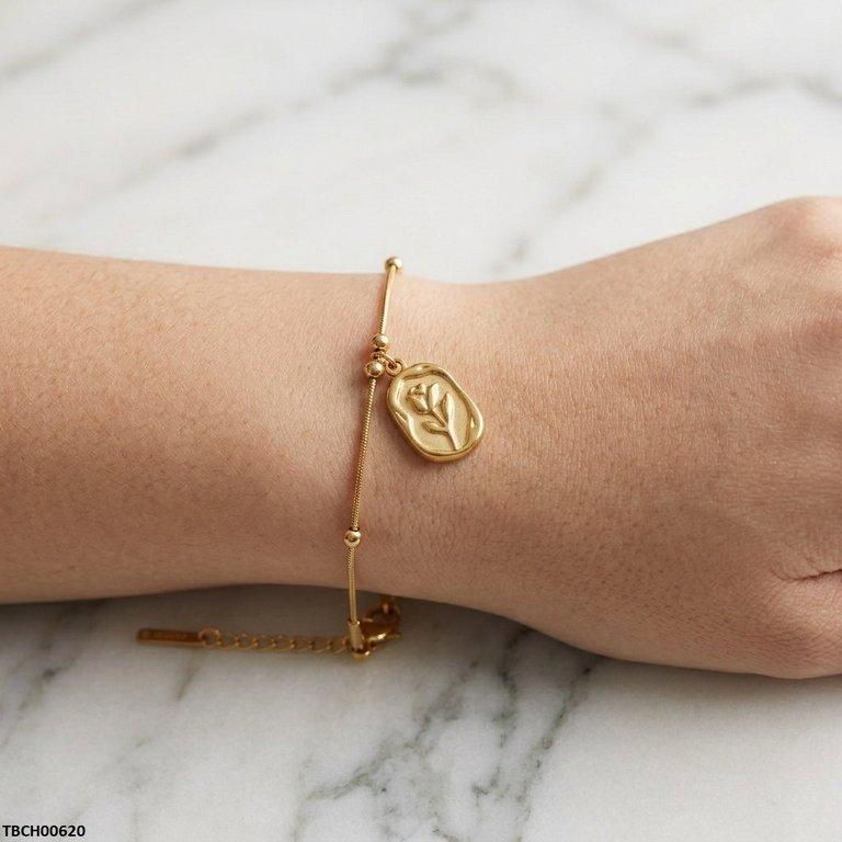 Stainless Steel Flower Printed Drop Bracelet