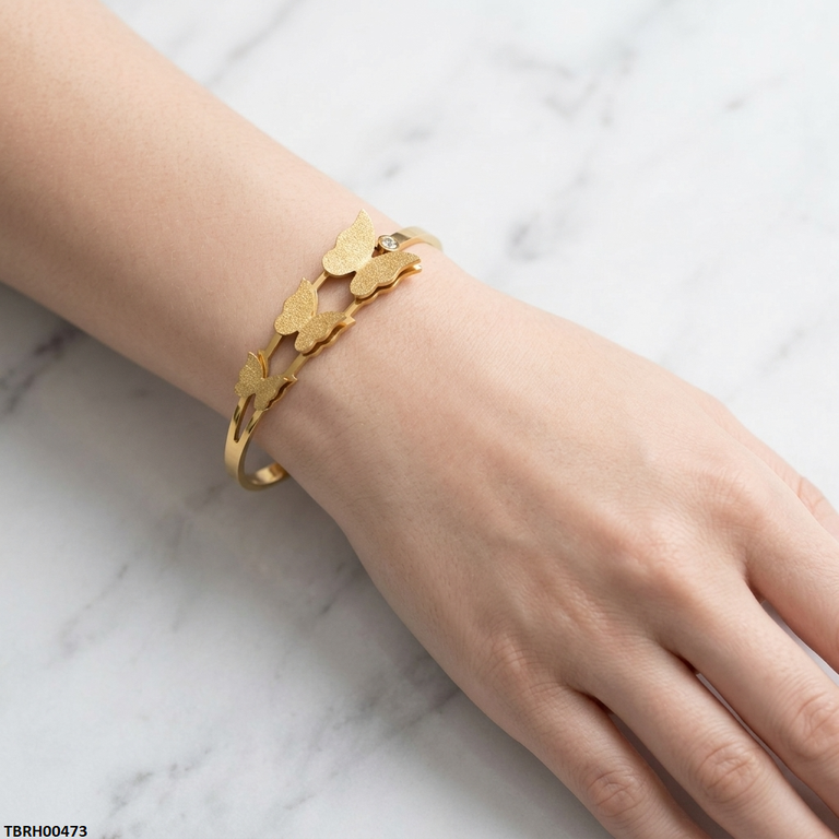 Stainless Steel Three Butterflies Braclet