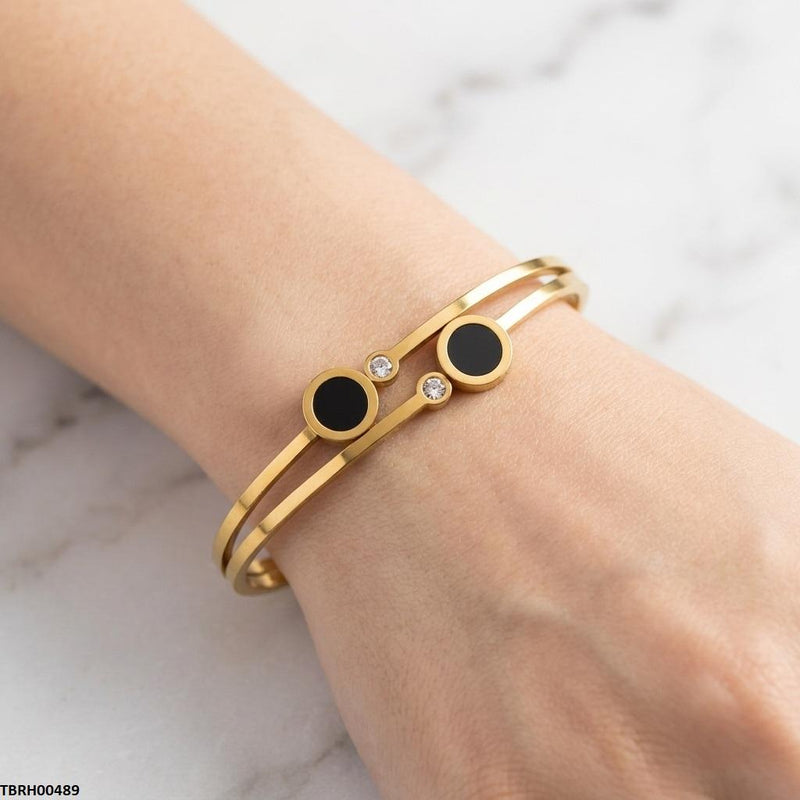 Stainless Steel Double Round Stone Braclet