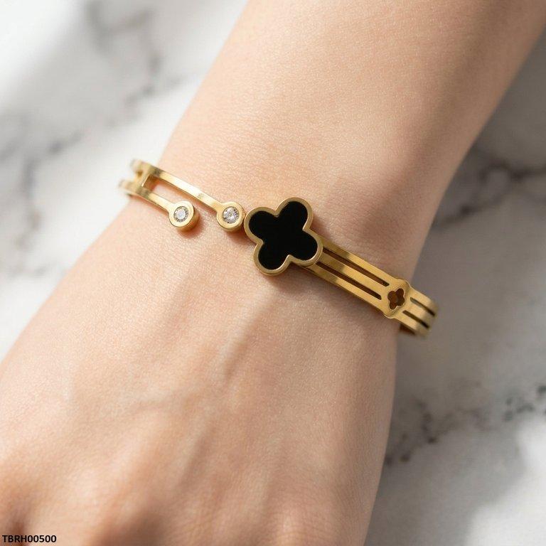 Stainless Steel Clover Stone Bracelet
