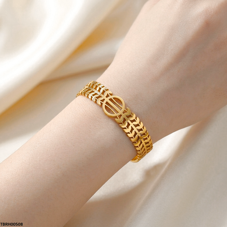 Round Double Leaf Stainless Steel Bracelet