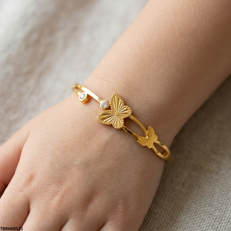 Round Butterfly Stone Stainless Steel Bracelet Adjustable