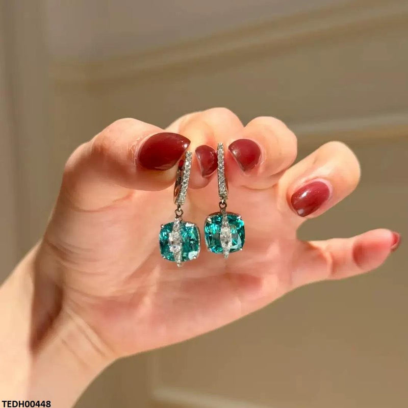 Cross Over Stone Zircon Earrings