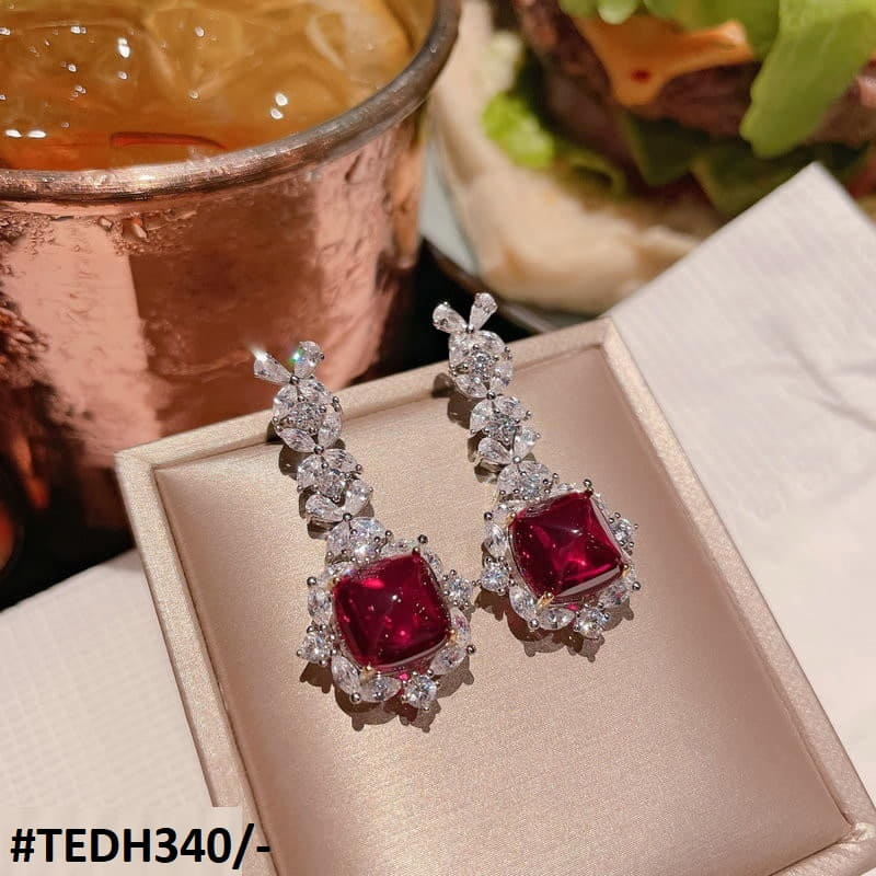 Tear Square Drop Earrings Pair