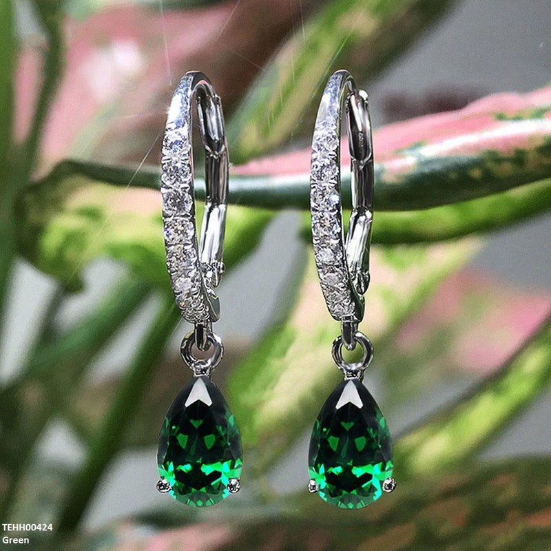 Sterling Tear Drop Hoops Pair