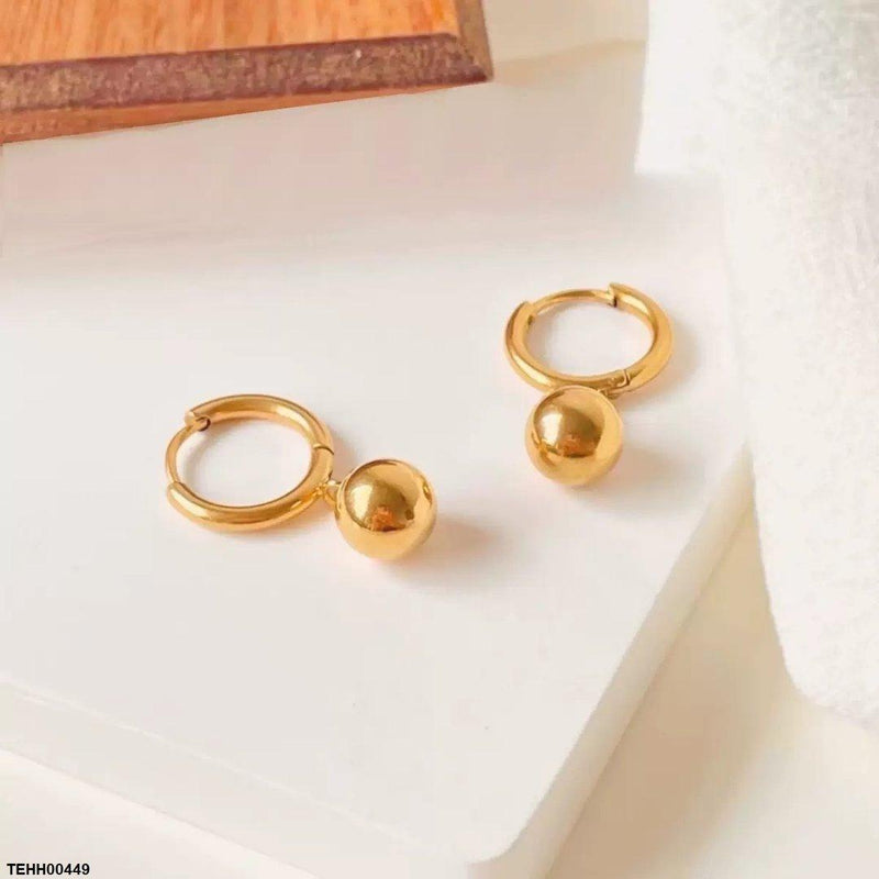 Round Ball Drop Hoops Pair