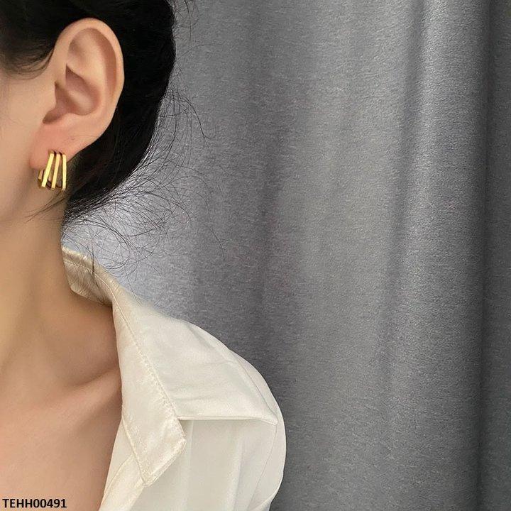 Stainless Steel Three Frame Square Hoops Pair
