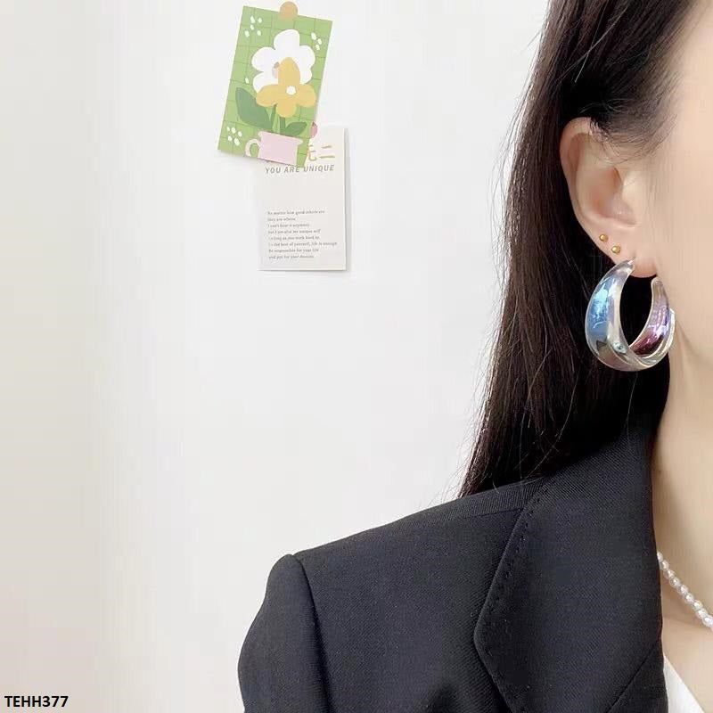 TEHH377 Yye Round Ear Hoops Pair