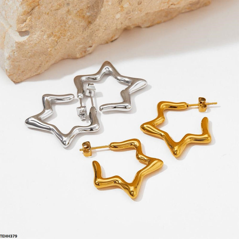 Star Ear Hoops Pair