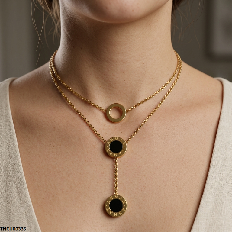 Stainless Steel Round Drop Necklace