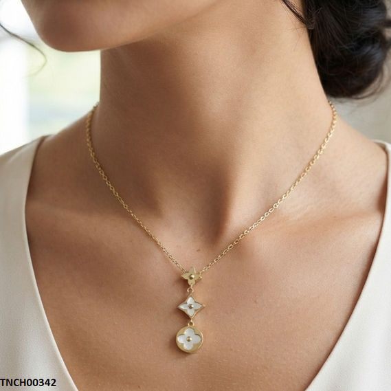Stainless Steel Star Round Drop Necklace