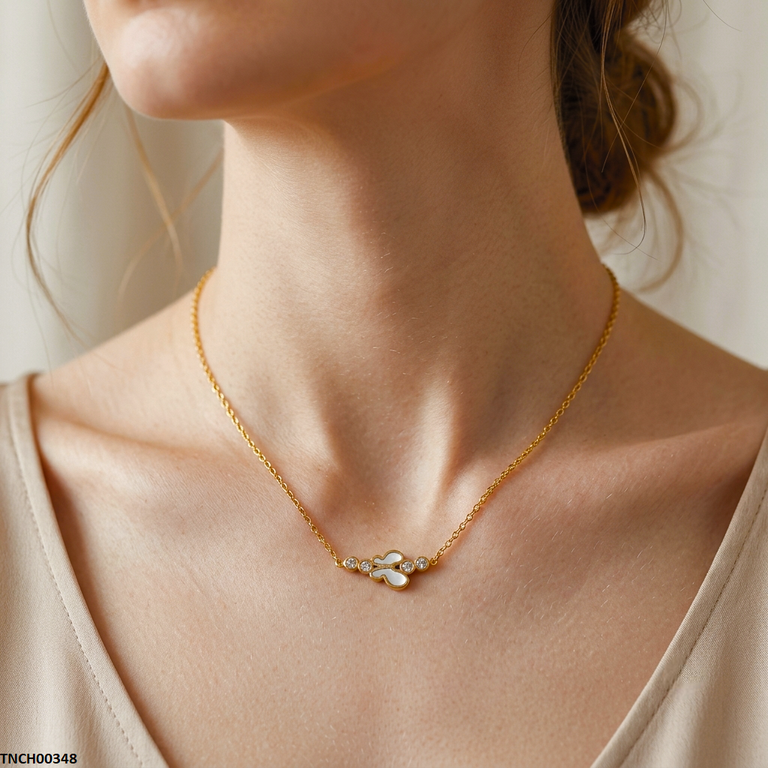 Stainless Steel Butterfly Stone Necklace