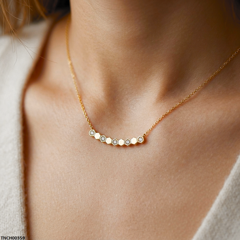 Stainless Steel Double Stone Necklace