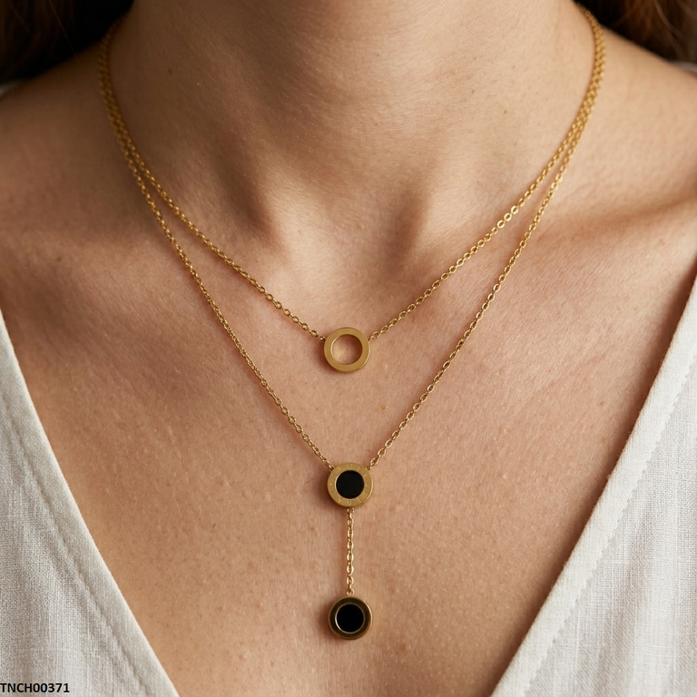 Stainless Steel Round Double Chain Necklace