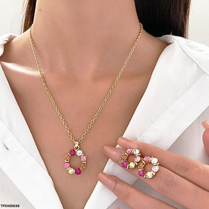 Circle Layered Round Pendant Set