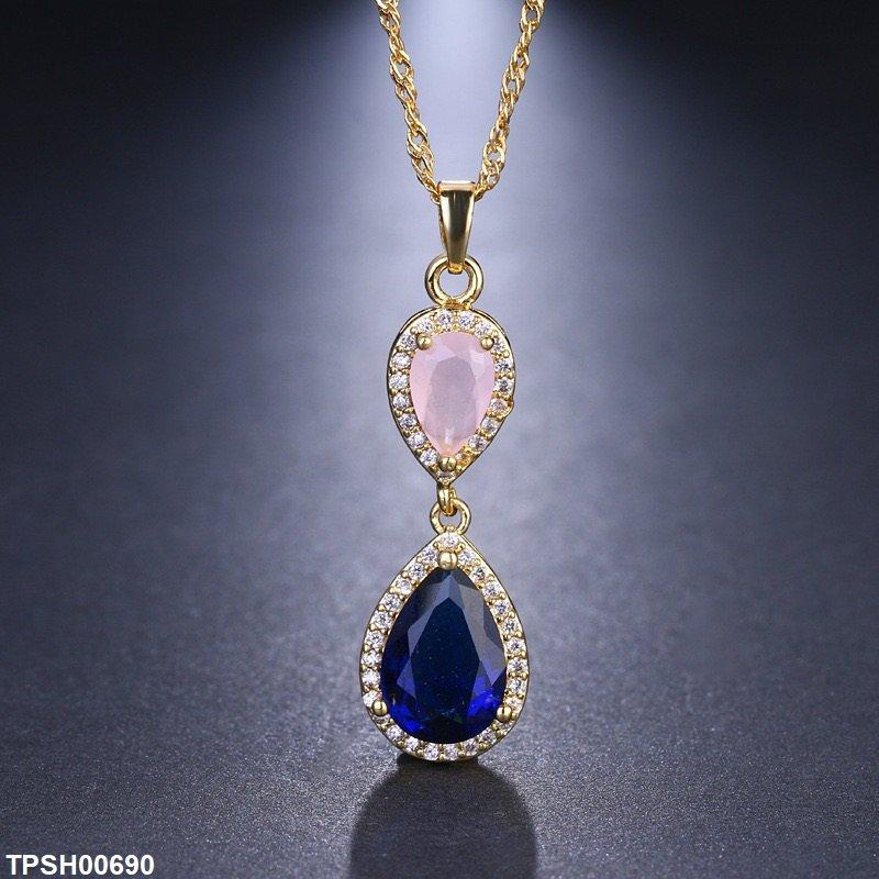 Double Tear Pendant with Chain