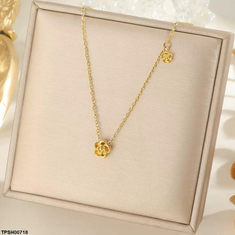 Stainless Steel Double Flower Pendant