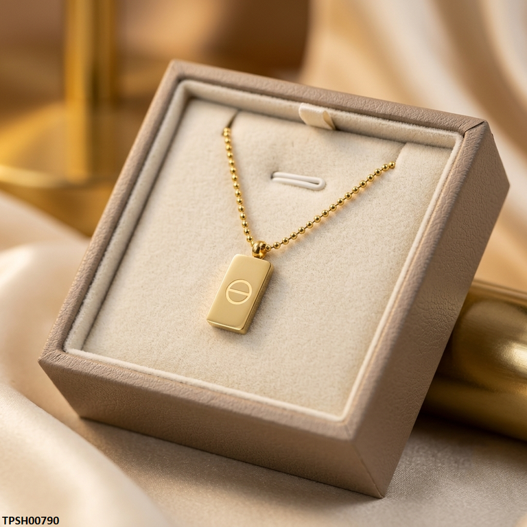 Stainless Steel Gold Brick Drop Pendant