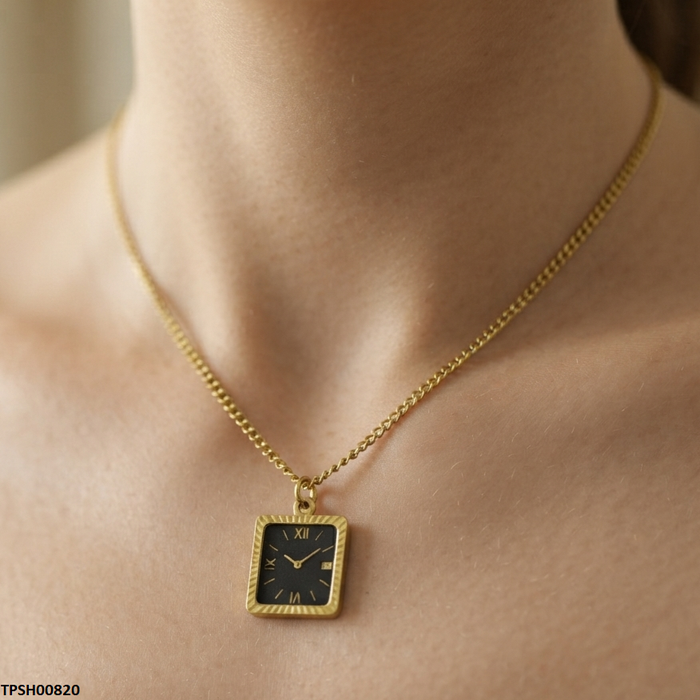 Stainless Steel Square Clock Pendant