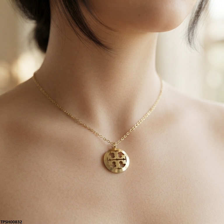 Stainless Steel Round Double T Pendant