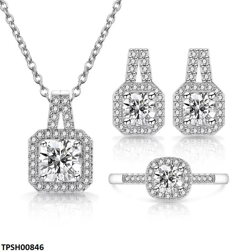 Square Zircon Stone Pendant Set