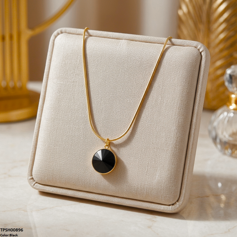 Stainless Steel Round Stone Pendant