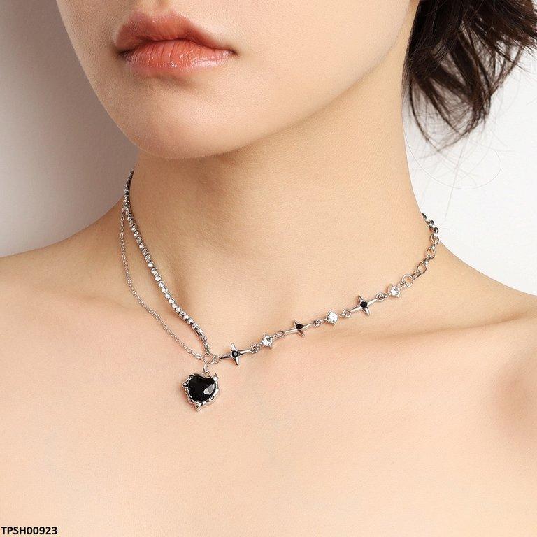 Black Heart Pendant with Chain
