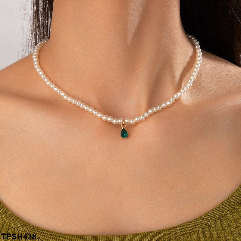 Pear Pendant with Pearl Chain