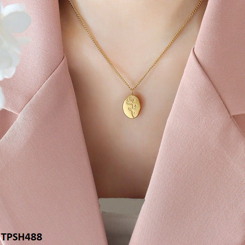 Stainless Steel Oval Flower Pendant